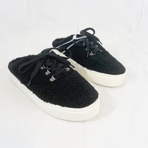Lucky Brand Women’s Black Slip On Shoes Faux Fur Sneaker Mule Size 7.5M